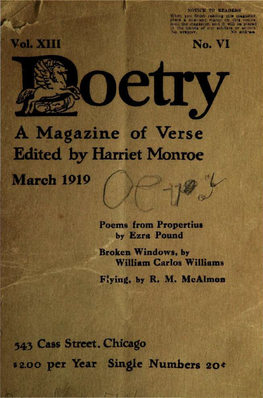 A Magazine of Verse Edited by Harriet Monroe March 1919