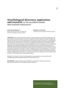 1 Ornithological Discovery, Exploration, 1