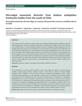 Microalgal Taxonomic Diversity from Shallow Acidophilus Freshwater