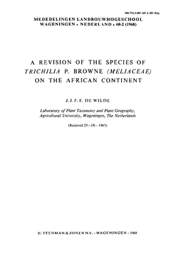 A Revision of the Species of Trichilia P. Browne (Meliaceae) on the African Continent