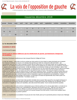 Causeries Et Infos En Bref Décembre 2018