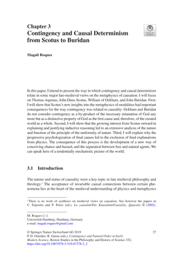 Contingency and Causal Determinism from Scotus to Buridan