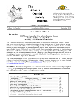 Atlanta Orchid Society Newsletter