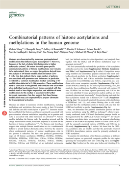 Combinatorial Patterns of Histone Acetylations and Methylations in the Human Genome