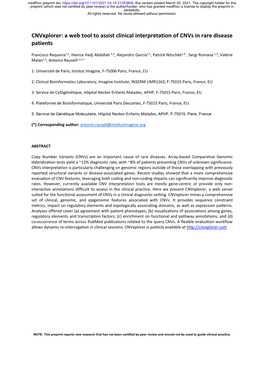 Cnvxplorer: a Web Tool to Assist Clinical Interpretation of Cnvs in Rare Disease Patients