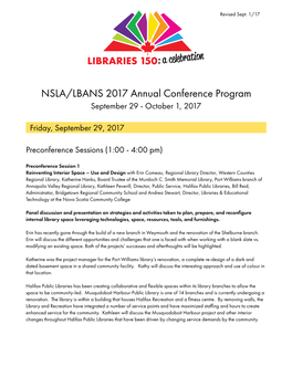 NSLA/LBANS Conference Sessions and Speakers