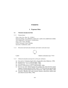 PYRIDINE 1. Exposure Data