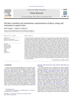 The Riesz Transform and Simultaneous Representations of Phase, Energy and Orientation in Spatial Vision