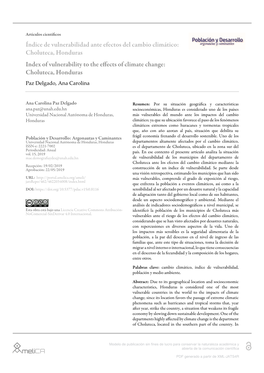 Índice De Vulnerabilidad Ante Efectos Del Cambio Climático