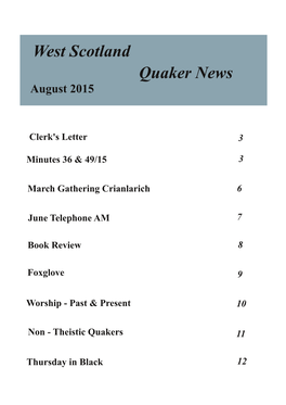 West Scotland Quaker News August 2015