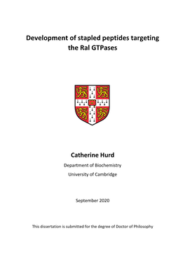 Development of Stapled Peptides Targeting the Ral Gtpases