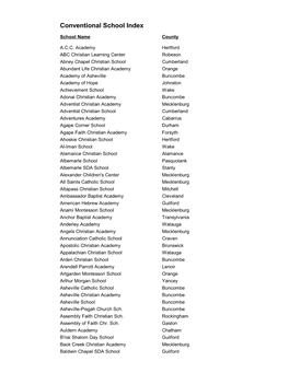 Conventional School Index