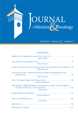 Journal of Ministry & Theology Published Semiannually by Baptist Bible Seminary, South Abington Township, Pennsylvania