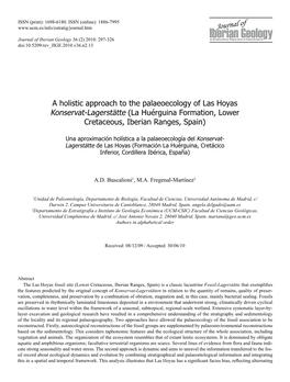 A Holistic Approach to the Palaeoecology of Las Hoyas Konservat-Lagerstätte (La Huérguina Formation, Lower Cretaceous, Iberian Ranges, Spain)