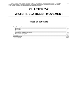 Volume 1, Chapter 7-2: Water Relations: Movement