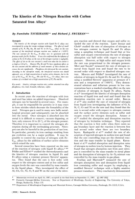 The Kinetics of the Nitrogen Reaction Saturated Iron Alloys* with Carbon