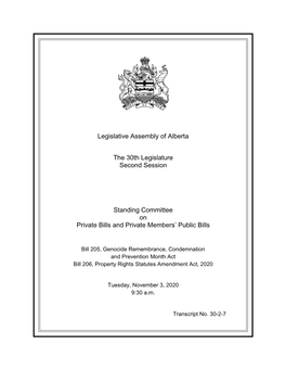 Legislative Assembly of Alberta the 30Th Legislature Second Session