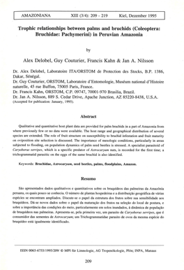 Trophic Relationships Between Palms and Bruchids (Coleoptera: Bruchidae: Pachymerini) in Peruvian Amazonia