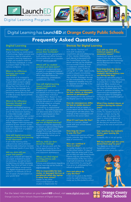 Frequently Asked Questions Digital Learning Devices for Digital Learning