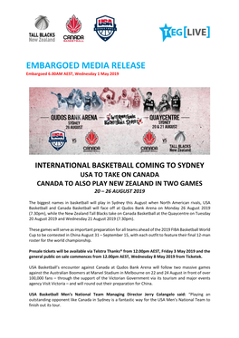 EMBARGOED MEDIA RELEASE Embargoed 6.00AM AEST, Wednesday 1 May 2019