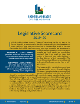 Legislative Scorecard 2019–20