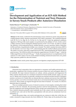 Development and Application of an ICP-AES Method for the Determination of Nutrient and Toxic Elements in Savory Snack Products After Autoclave Dissolution