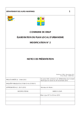 Commune De Drap Élaboration Du Plan Local D'urbanisme Modification N° 2 Notice De Présentation 1