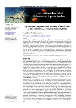 A Preliminary Report on Fish Diversity of Poma River and Its Tributaries