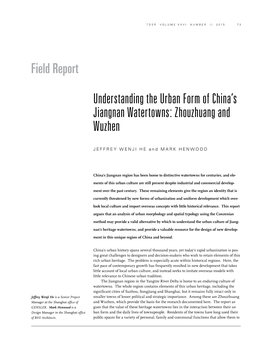 Understanding the Urban Form of China's Jiangnan Watertowns