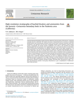 High-Resolution Stratigraphy of Buchiid Bivalves and Ammonites from the Jurassicecretaceous Boundary Beds in the Paskenta Area (California)