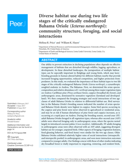 Habitat Use of the Bahama Oriole on Andros