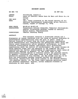 Where Have We Been and Where Ale We Going? PUB DATE Aug 73 NOTE 22P.; Paper Presented at the Annual Meeting of the American Psychological Association (81St, Montreal