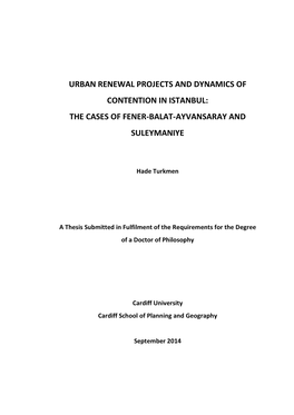 Urban Renewal Projects and Dynamics of Contention in Istanbul: the Cases of Fener-Balat-Ayvansaray and Suleymaniye