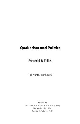 Quakerism and Politics