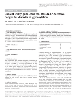 Clinical Utility Gene Card For: B4GALT7-Defective Congenital Disorder of Glycosylation