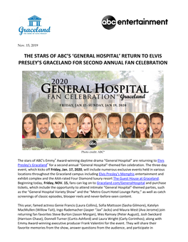 General Hospital’ Return to Elvis Presley’S Graceland for Second Annual Fan Celebration