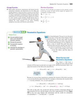 9.5 Parametric Equations 925