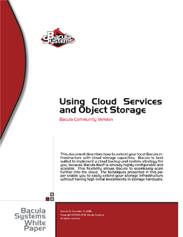 Using Cloud Services and Object Storage Bacula Community Version