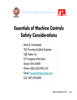 Essentials of Machine Controls Safety Considerations