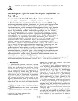 Phreatomagmatic Explosions of Rhyolitic Magma: Experimental and Field Evidence A