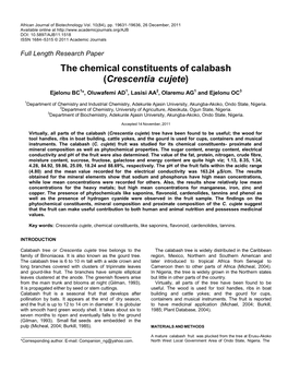 The Chemical Constituents of Calabash (Crescentia Cujete)