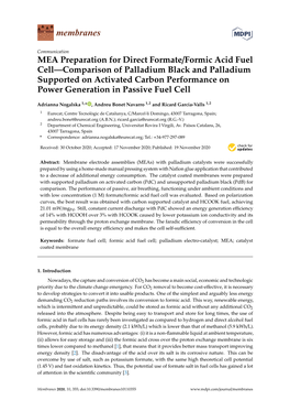 MEA Preparation for Direct Formate/Formic Acid Fuel Cell—Comparison of Palladium Black and Palladium Supported on Activated Ca