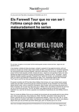 Els Farewell Tour Que No Van Ser I L'última Cançó Dels Que Malauradament Ho Serien