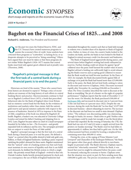 Bagehot on the Financial Crises of 1825…And 2008