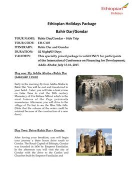 Ethiopian Holidays Package Bahir Dar/Gondar