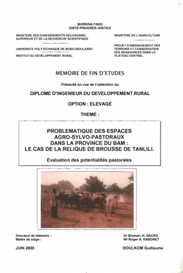 Problématique Des Espaces Agro-Sylvo-Pastoraux Dans La