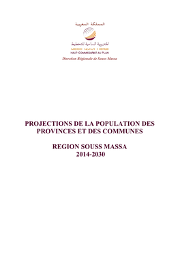 Projections De Population 2014-2030. Région Souss Massa