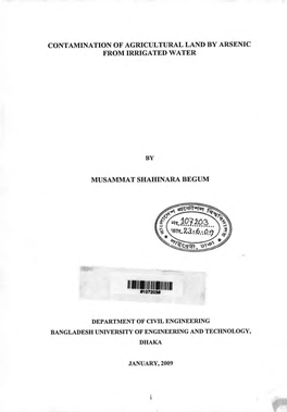 Contamination of Agricultural Land by Arsenic from Irriga Ted Water