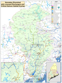 Kennebec Rivershed with Licensed Dischargers and Critical Salmon