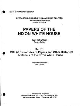 Papers of the Nixon White House